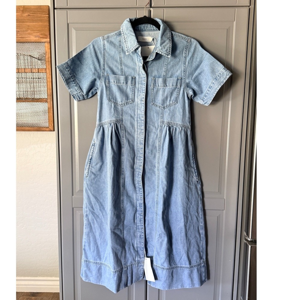 Maye Montana Petite Midi Denim Shirtdress, Light Wash, S (See Description)